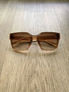 quay australia drive in tan oat oversized square frame sunglasses eyewear NEW